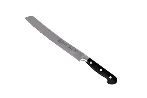 Omcan 24860 9" Forged Wave Slicer Knife, Black Plastic Handle, Precision Cutting Blade