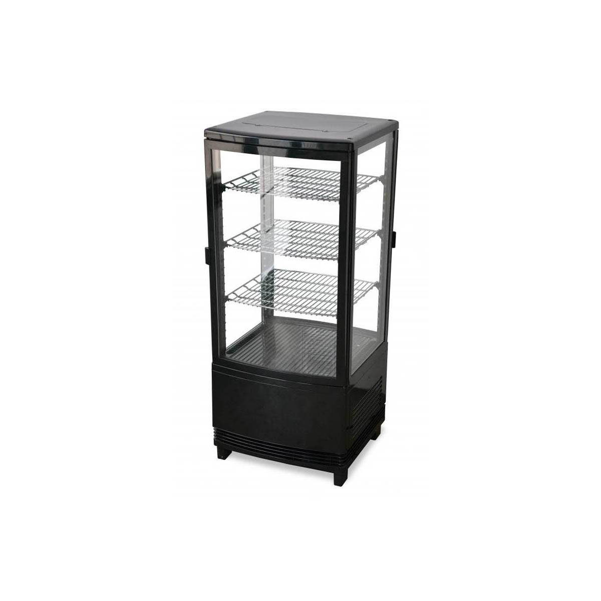 Omcan 25827 16" Self Service Countertop Refrigerated Display Case with Hinged Glass Door, 3 Shelves - 3 cu. ft. / 190 w
