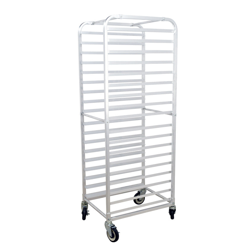 Omcan 27054 Aluminum Mobile Full Size End Load Pan Rack w/ (18) 18" x 26" Pan Capacity, Curved Top
