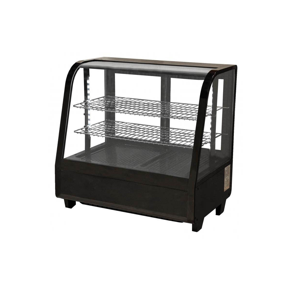 Omcan 27155 26" Full Service Countertop Refrigerated Display Case with Sliding Glass Door, 2 Shelves - 3.5 cu. ft. / 1/4 hp