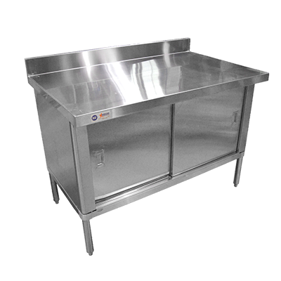Omcan 28642 Cabinet Base Sliding Doors Work Table | 48" Wide