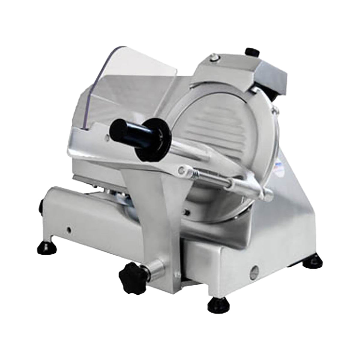 Omcan 31342 9" Belt-Driven Commercial Meat Slicer, Anodized Aluminum, 1/4 HP Motor, Manual Angle/Gravity Feed