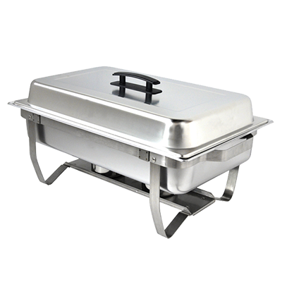Omcan 31354 9-Qt Rect Stainless Steel Chafing Dish with Lift-Off Cover, Steam and Water Pans | 9 qt