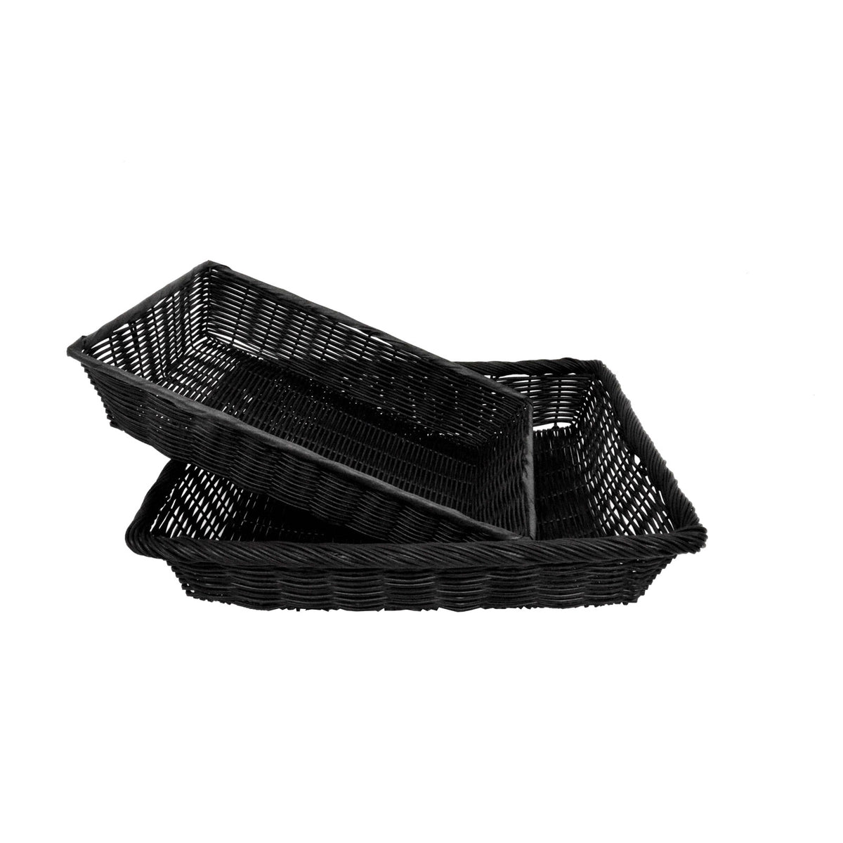 Omcan 31426 19-1/2" x 15-1/2" x 4" Black Weave Plastic Deli Basket for Restaurant Food Serving