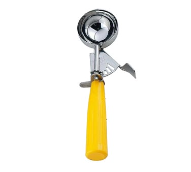 Omcan 34845 Ice Cream Disher #20 Thumb, 1-1.8 oz, Stainless Steel, Yellow Handle - 12/Case | 1 - 1.8 oz