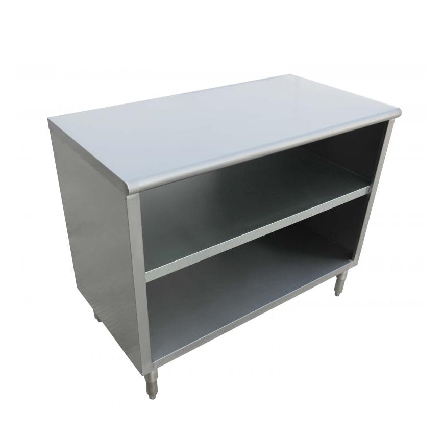 Omcan 38031 72"x15" Dish Cabinet with Fixed Mid-Shelf, 18 Gauge Stainless Steel Flat Top