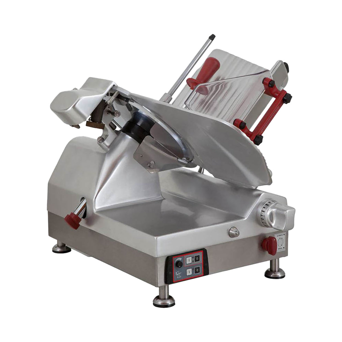 Omcan 39477 Automatic 13" Gear-Driven Meat Slicer, 2/3 HP 120V 60Hz Motor, Aluminum Construction, Angle/Gravity Feed
