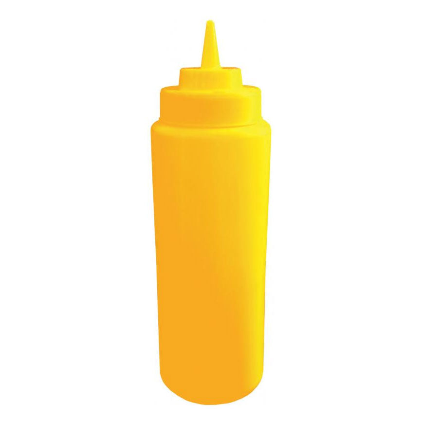 Omcan 40468 Squeeze Bottle 16 Oz Wide-Mouth Yellow Bottle & Cap Tip, Dishwasher Safe - Set