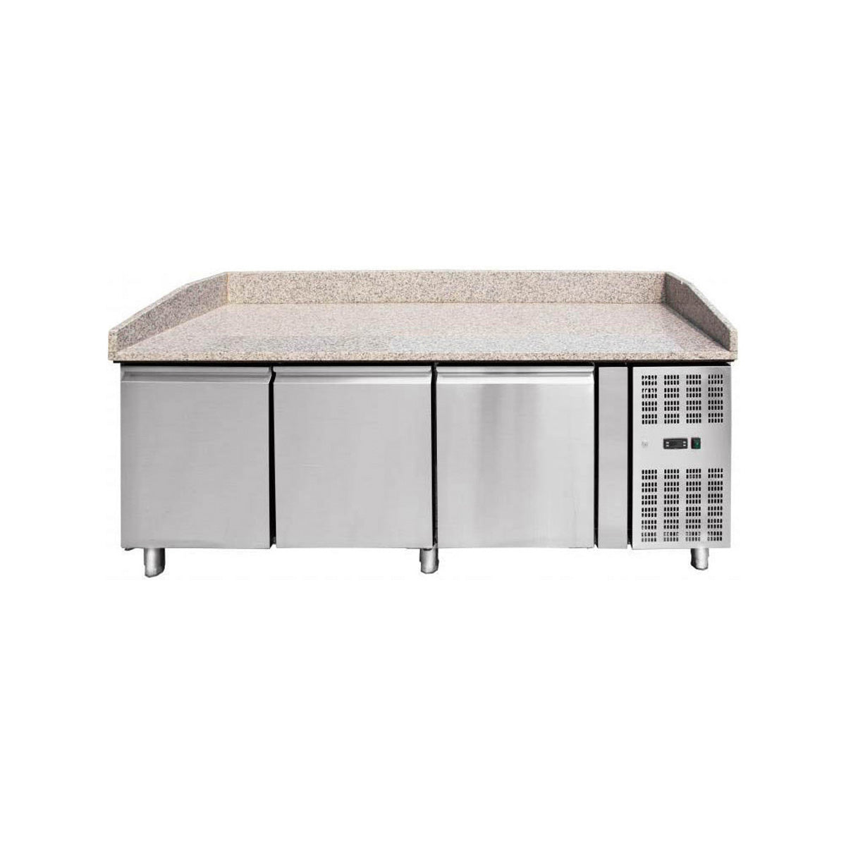 Omcan 41145 79" 3 Doors Refrigerated Pizza Prep Table w/ Granite Top, 20.5 cu. ft.