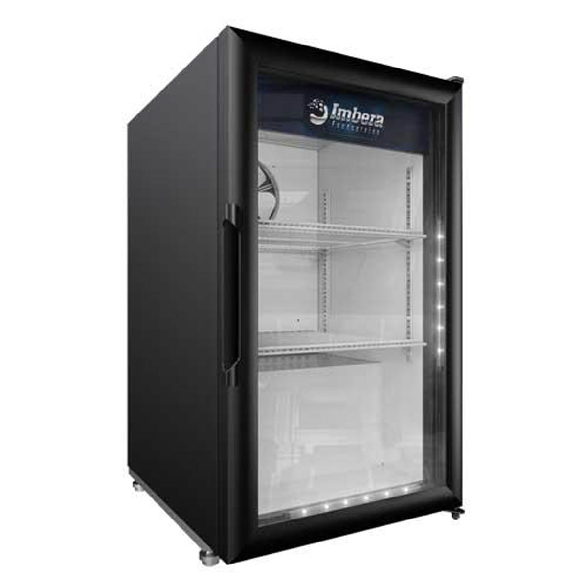 Omcan 41214 21" Glass Door Refrigerator, 5.1 cu ft, Black, 1/8 HP, ENERGY STAR, Swing Door