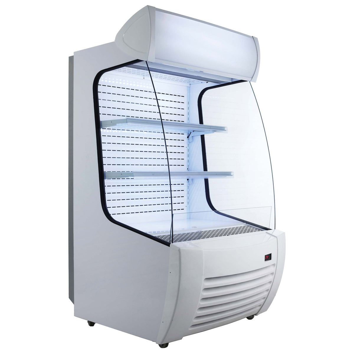 Omcan 41465 37" Open Air Refrigerated Display Case in White, 2 Shelves, 12.71 cu.ft.