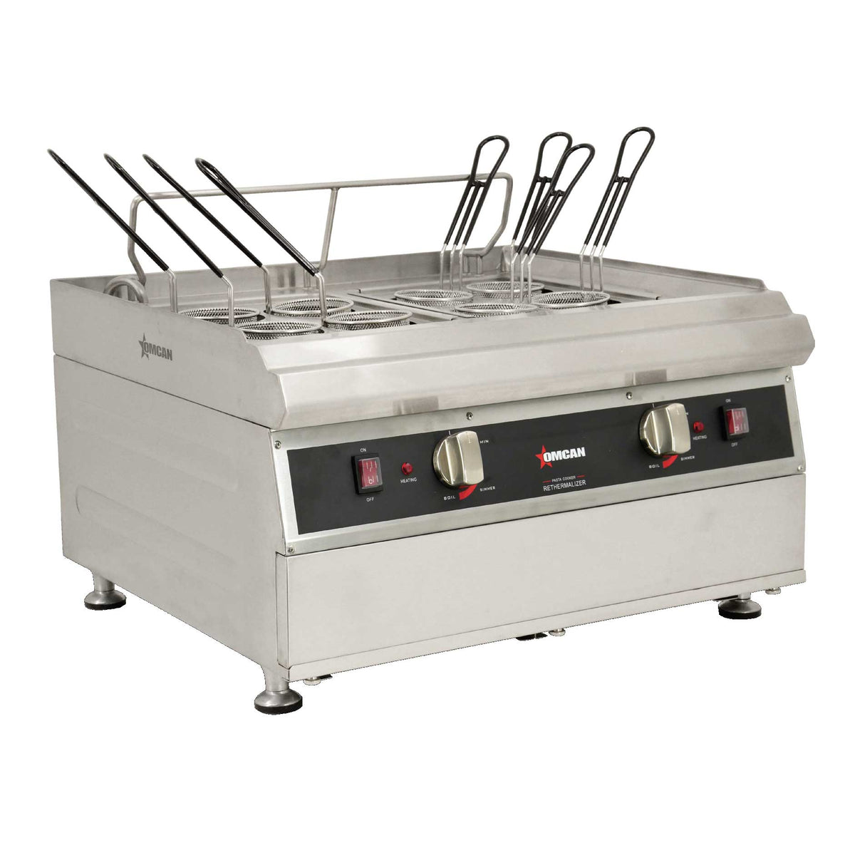 Omcan 41883 4.74 Gallon-18 Liter Countertop Electric Pasta Cooker, 2 Tanks, 240V, 7200W | 28" Wide