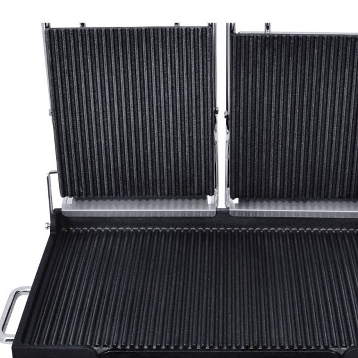 Omcan 42914 Double Sandwich Panini Grill w/ Timer, 18" x 10" Grooved Plates, 220V
