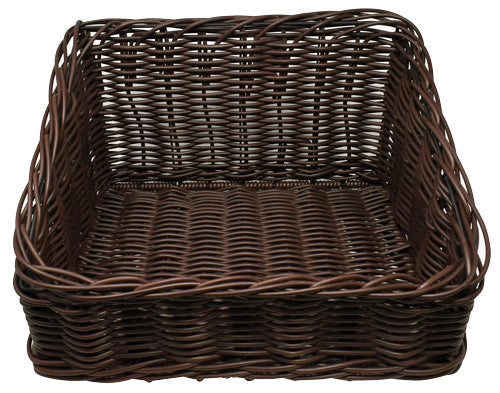 Omcan 43111 Wicker Serving Basket, 14.5" x 16.5" x 10", Rectangular, Restaurant Food Basket