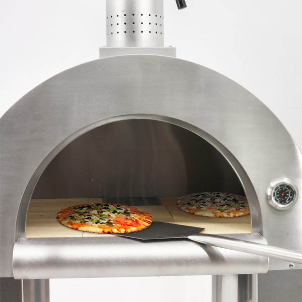 Omcan 43113 Wood / Coal / Gas Fired Pizza Oven w/ Brick Deck, Removable Door | 32.3" Wide