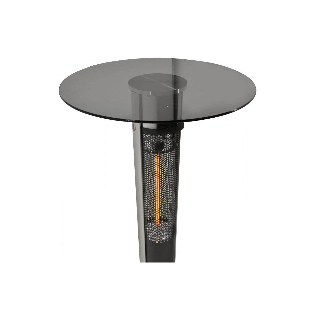 Omcan 43123 Heated Patio Table, 23.5in Glass Top, Electric, Anodized Aluminum Frame, IP55