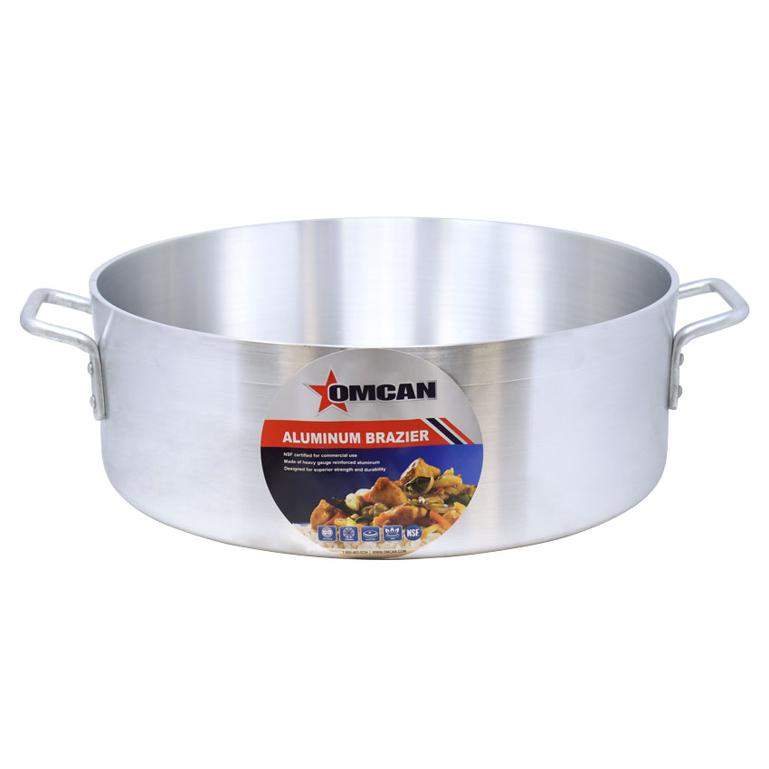 Omcan 43360 Brazier Pan, 20" Diameter, 21-24 Qt Aluminum Construction, No Cover | 21 - 24 qt