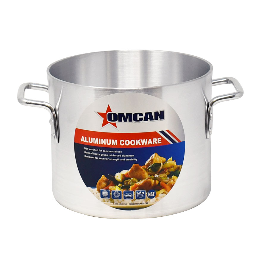 Omcan 43366 Stock Pot, 8-Qt, 9" Diameter x 7.5" Deep, Dual Handles, Aluminum, NSF