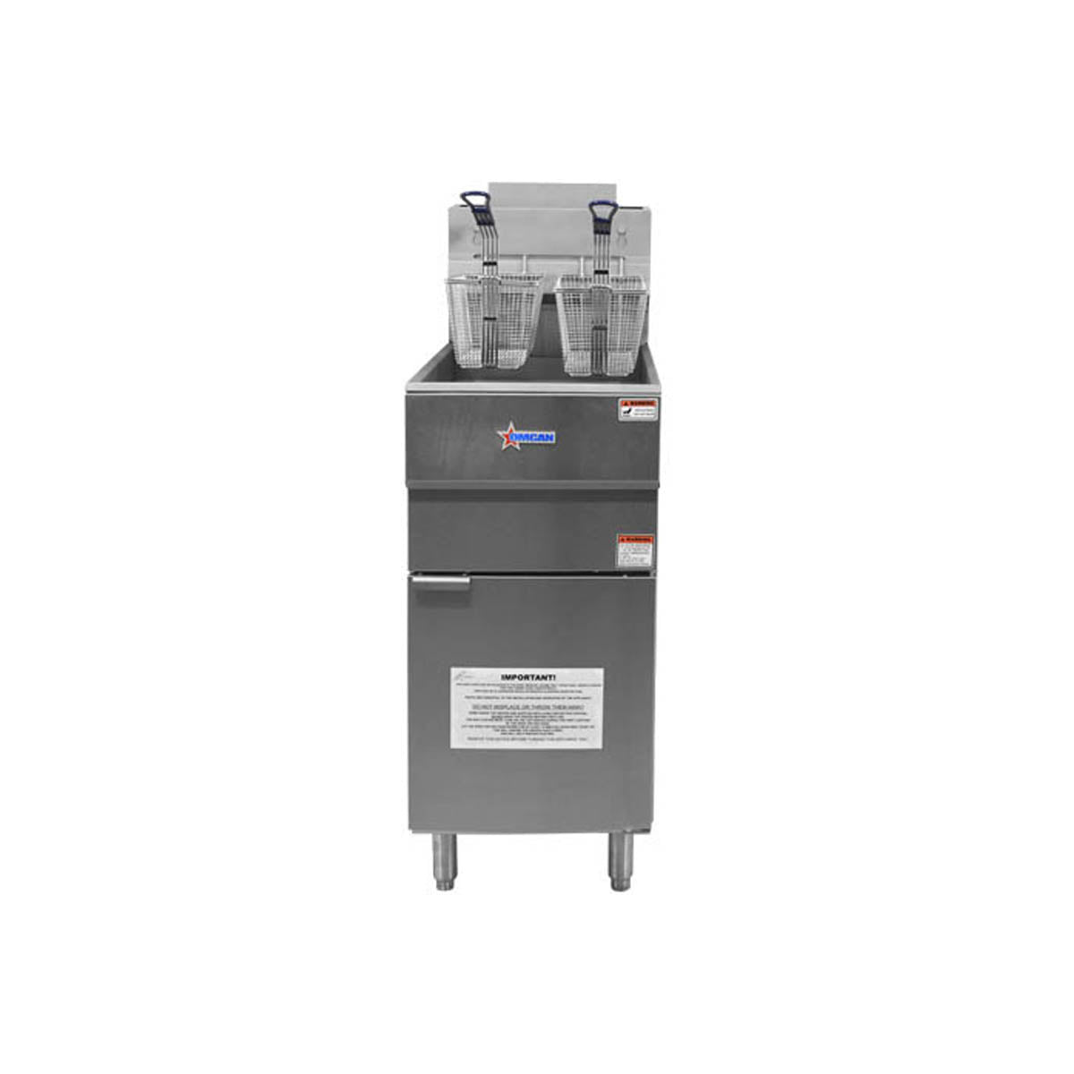 Omcan 43422 Full Pot Floor Model LP Gas Fryer, 35-40 lbs, 90.000 BTU | 15.51" Wide