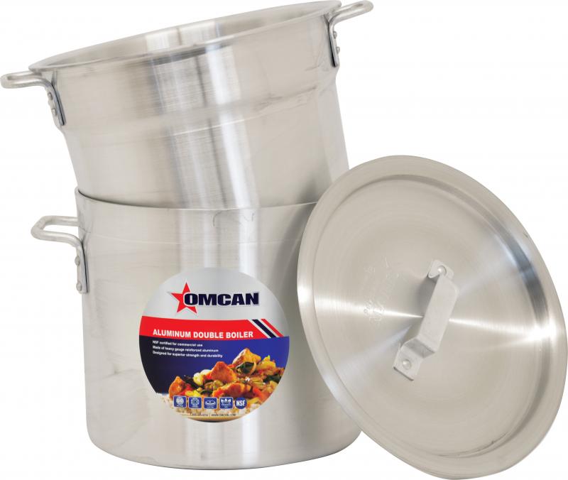 Omcan 43438 Double Boiler Pot, 8-Qt Aluminum, Commercial Cookware for Precise Control | 2 - 8 quart