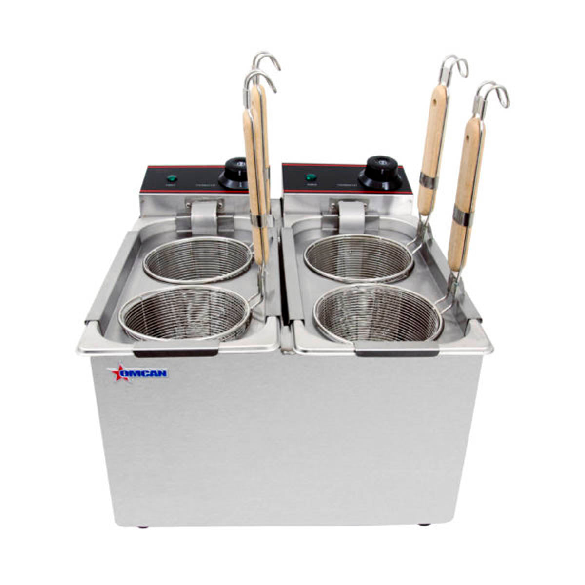 Omcan 43558 2.12 Gallon-8 Liter Countertop Electric Pasta Cooker, 2 Tanks, 240V, 2400W | 15.5" Wide