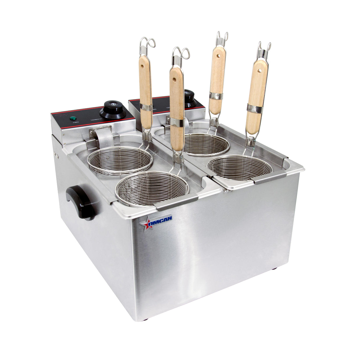 Omcan 43558 2.12 Gallon-8 Liter Countertop Electric Pasta Cooker, 2 Tanks, 240V, 2400W | 15.5" Wide