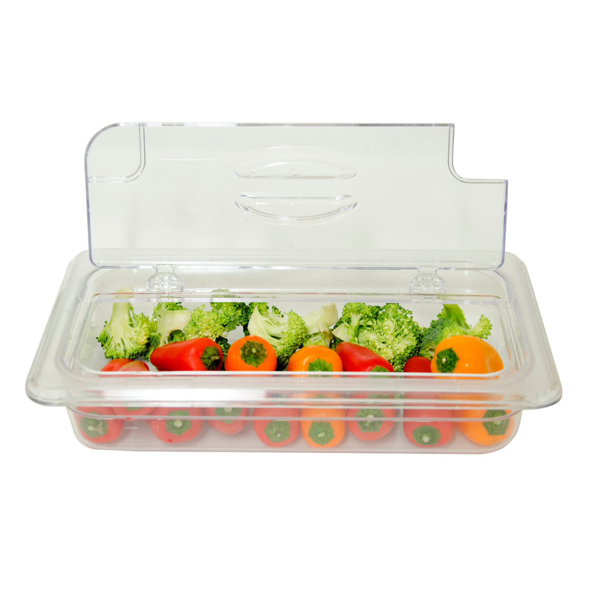 Omcan 43640 Flip N Lid - 1/3-Size Polycarbonate Pan Cover, Spoon-Notched, NSF | 13" Wide