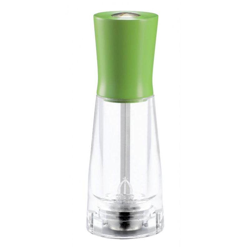Omcan 43671 Tosca Pepper Mill, 6" Tall, Green, Beech Wood & Acrylic Base, Conic Mechanism