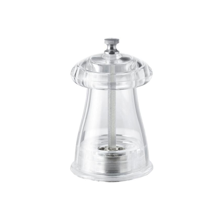 Omcan 43682 TRE SPADE Tosca Pepper Mill, 4" Tall, Acrylic Crystal, Tempered Steel Mechanism