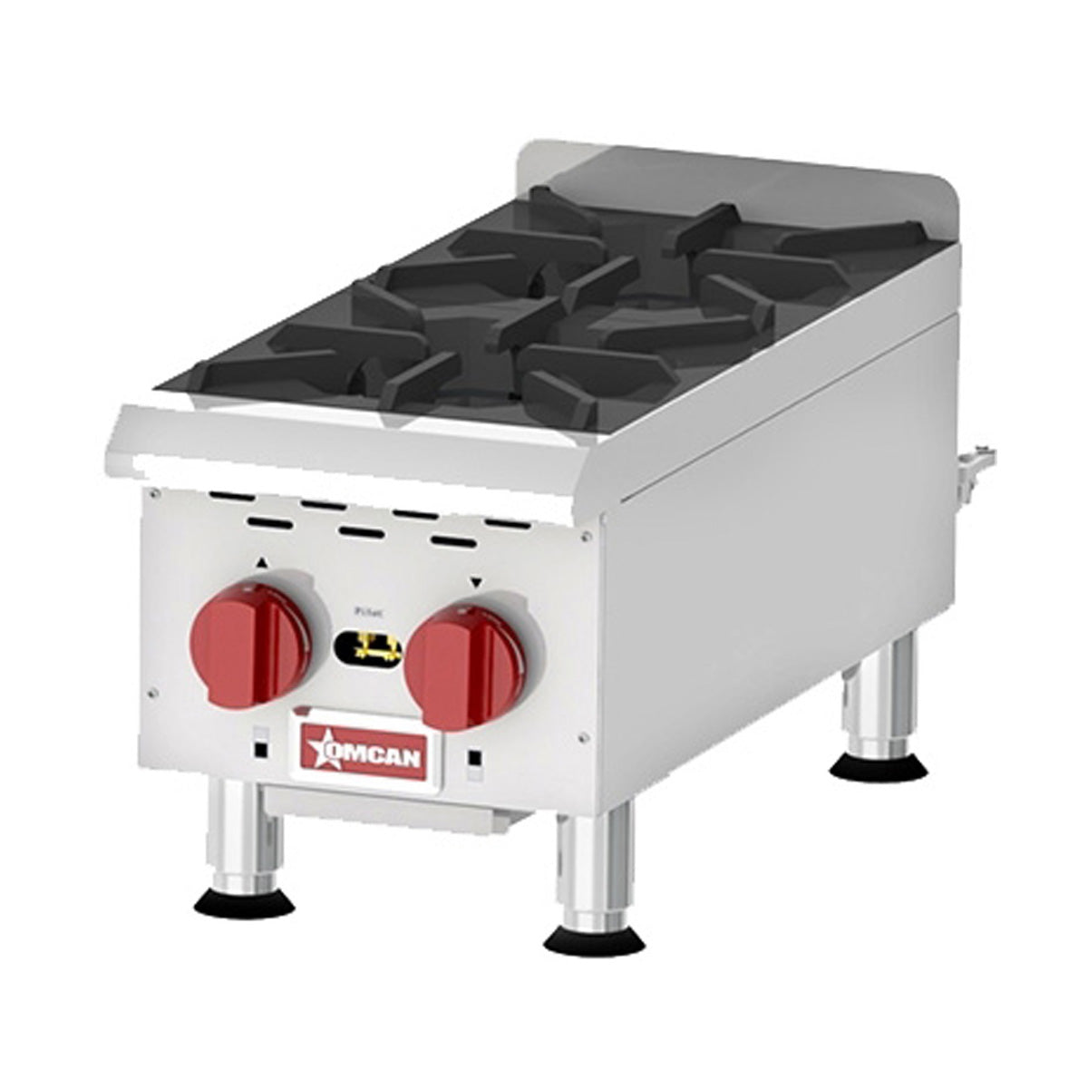 Omcan 43733 12" Countertop Gas Hotplate with (2) Burners, Manual Controls, 44.000 BTU