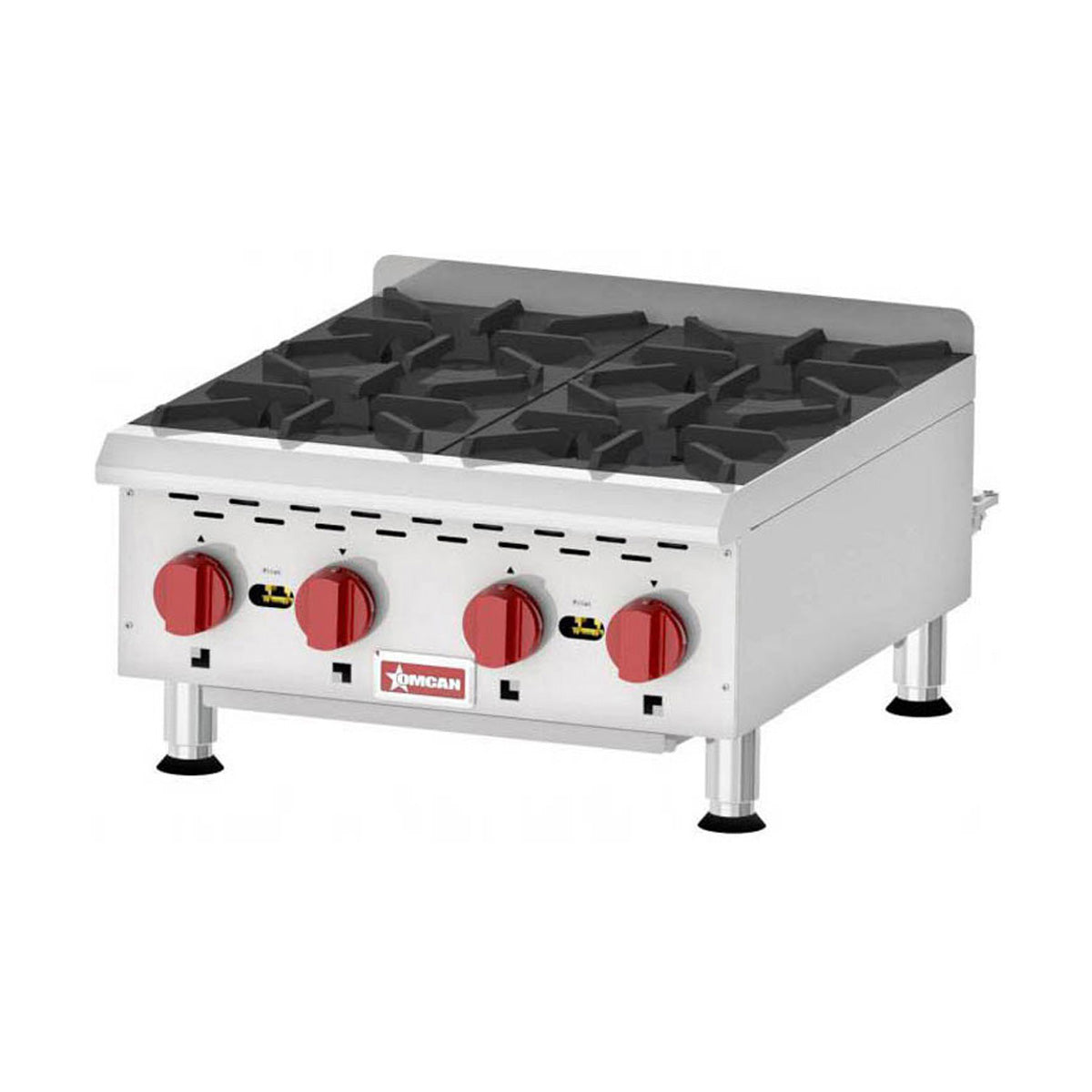 Omcan 43734 24" Countertop Gas Hotplate with (4) Burners, Manual Controls, 88.000 BTU