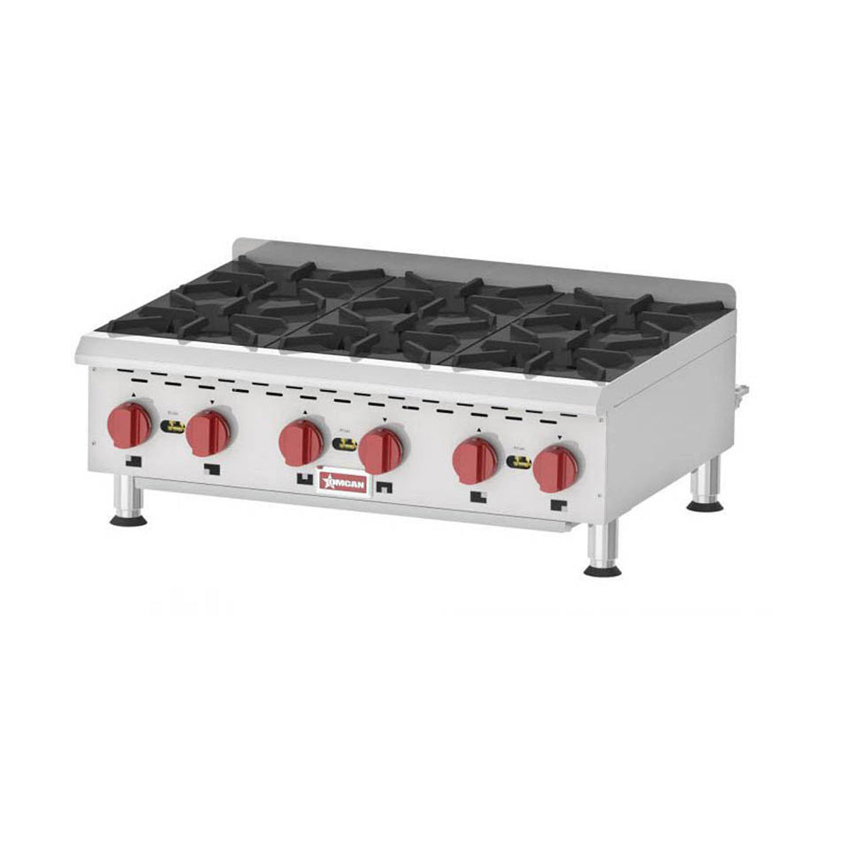 Omcan 43735 36" Countertop Gas Hotplate with (6) Burners, Manual Controls, 132.000 BTU