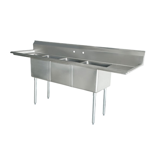 Omcan 43763 Three Compartment Sink | 90" Wide