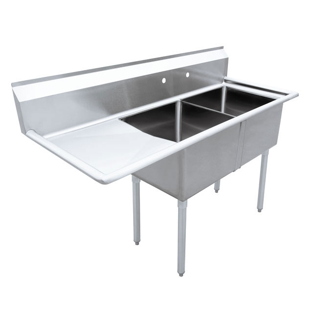 Omcan 43790 Two Compartment Sink | 74.5" Wide