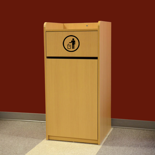 Omcan 43840 36-Gal Trash Receptacle, 22"x22"x47", Door with Engraved Thank You - 1/Each | 30 - 39 gallon