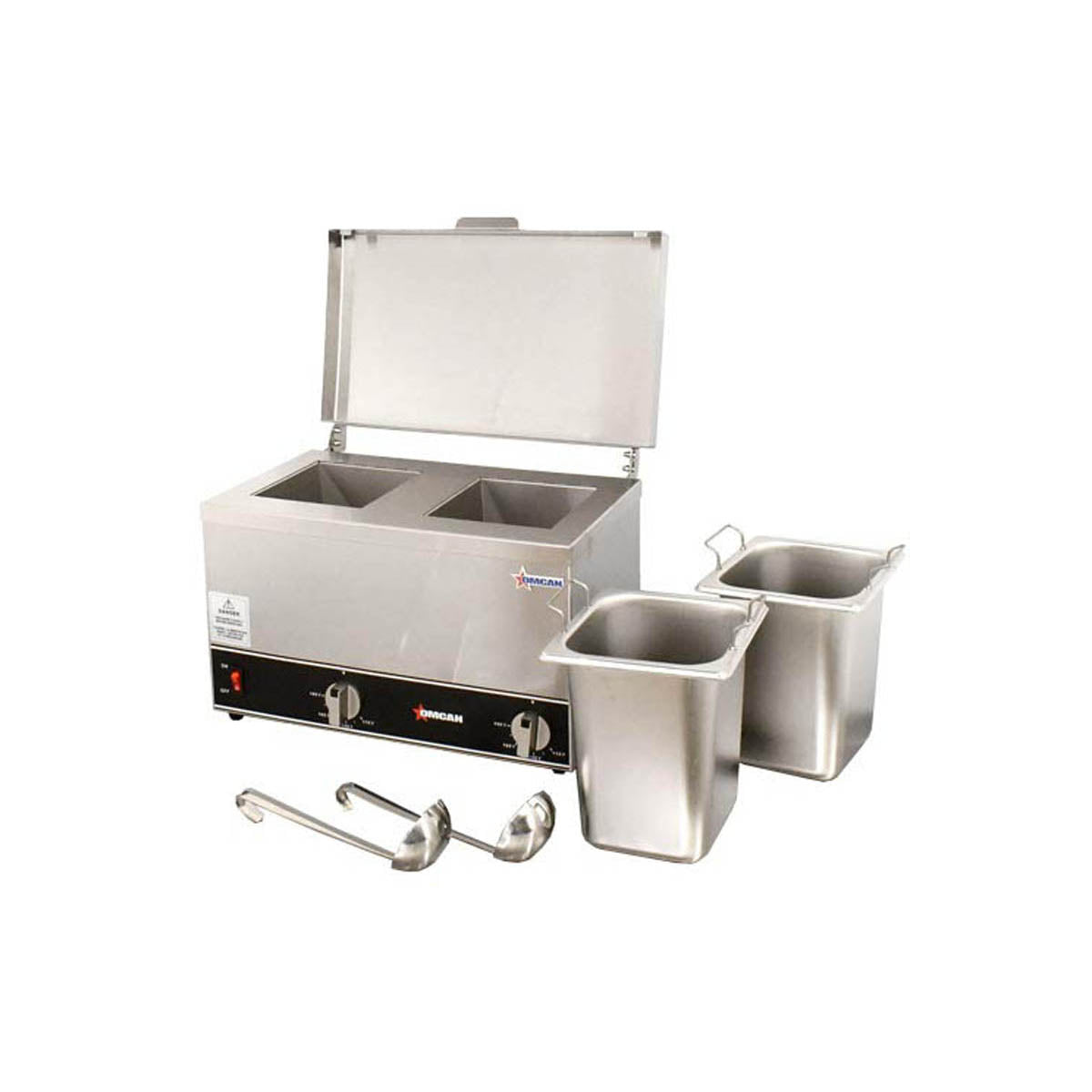 Omcan 44182 (Fw-Cn-0252) Double Pot Sauce Warmer, Countertop, Power Switch | 16.26" Wide