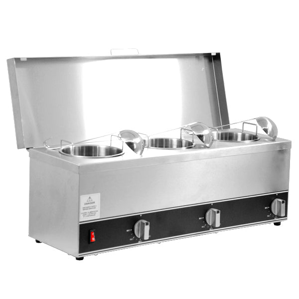 Omcan 44183 (Fw-Cn-0253) Triple Pot Sauce Warmer, Countertop, Power Switch | 24.37" Wide