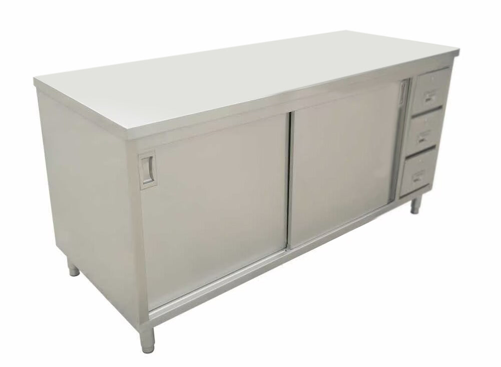 Omcan 44196 Cabinet Base Sliding Doors Work Table | 60" Wide