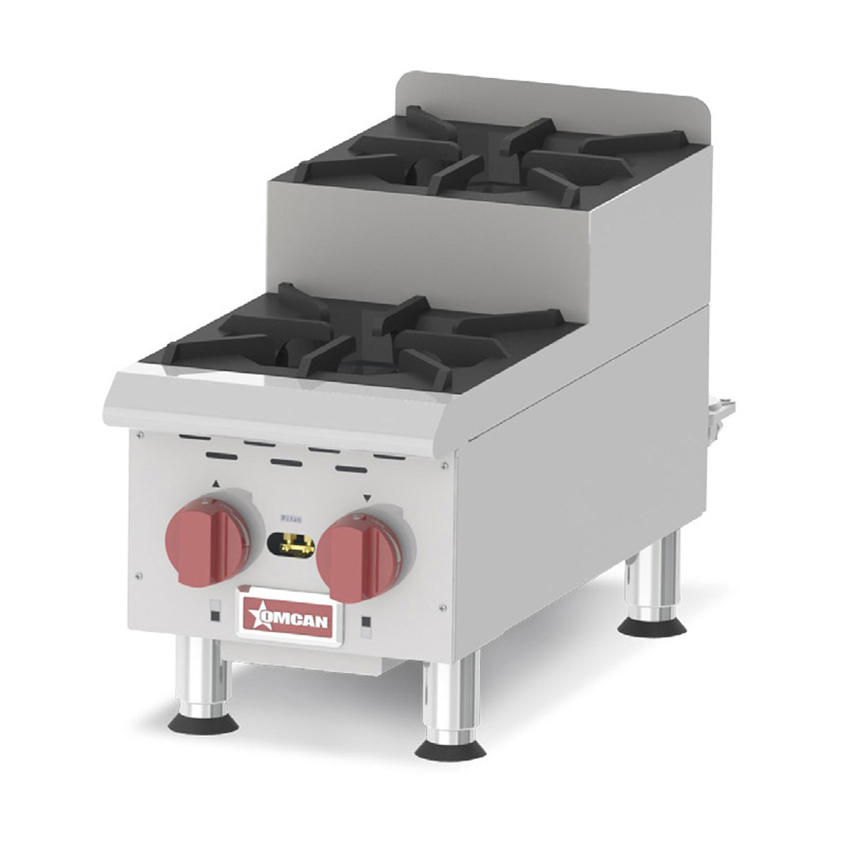 Omcan 44198 12" Countertop Step-Up Gas Hotplate with (2) Burners, Manual Controls, 60.000 BTU