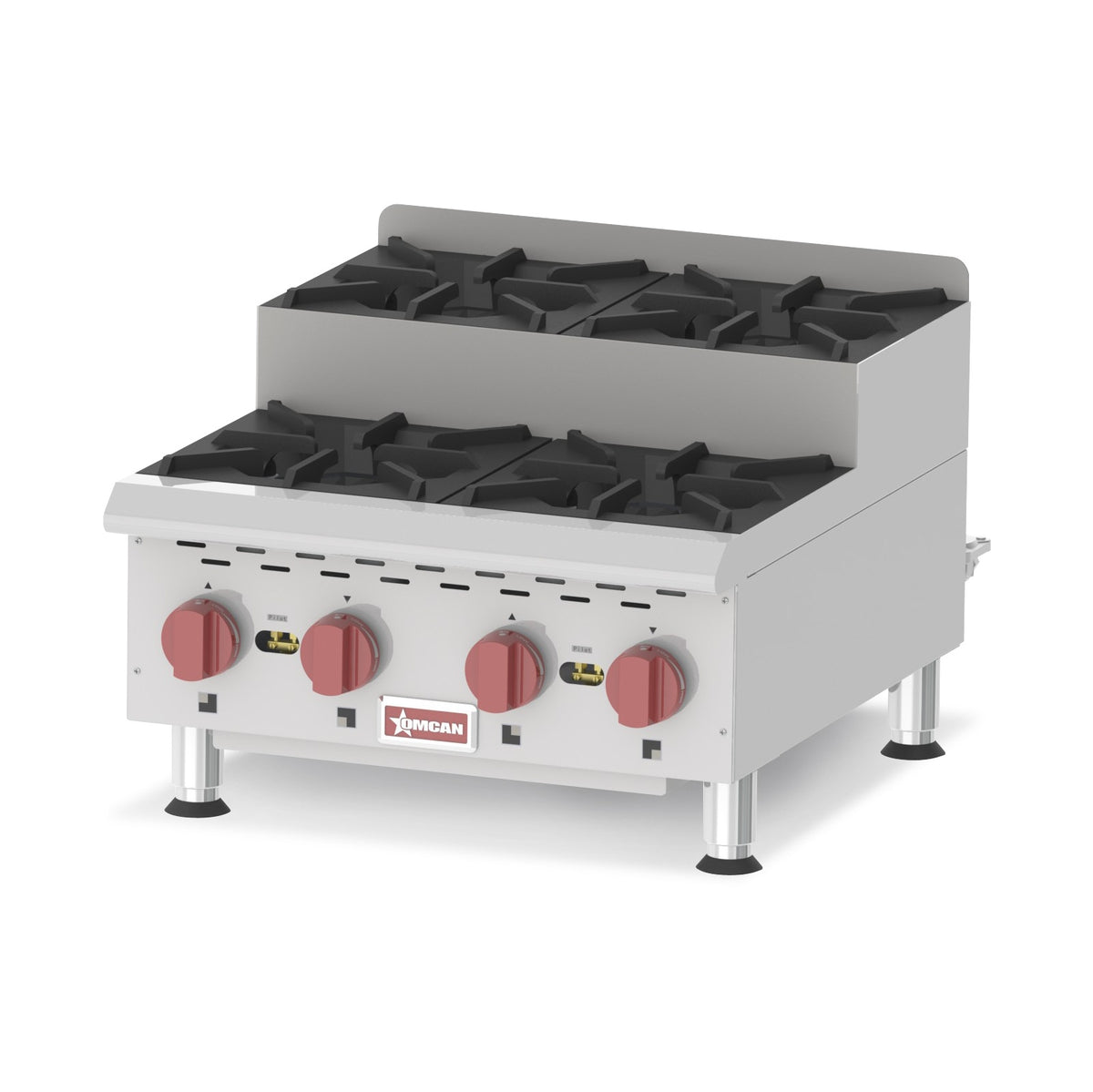 Omcan 44199 27" Countertop Step-Up Gas Hotplate with (2) Burners, Manual Controls, 120.000 BTU
