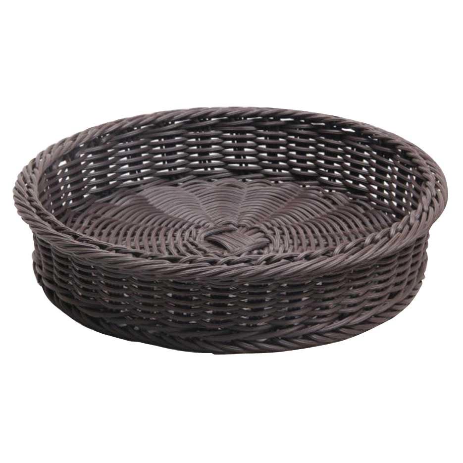 Omcan 44295 15" Round Rattan Basket Display Stand, 3 Tiers, Wicker, Poly/Wire, 44294 Compatible