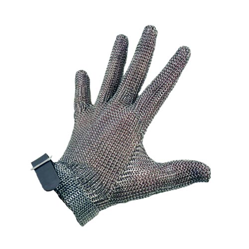 Omcan 44354 Mesh Cut Resistant Glove, XSmall Stainless Steel, Gray Silicone Strap - 1/Each | 0" Wide
