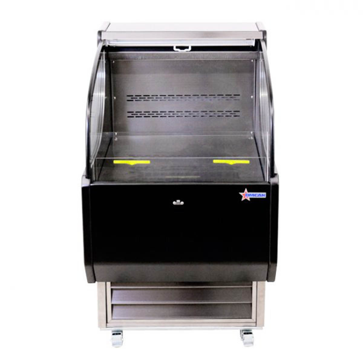 Omcan 44379 26" Self-Serve Refrigerated Display Case in Black, Deck Only, Open Curved, 6.6 cu. ft.