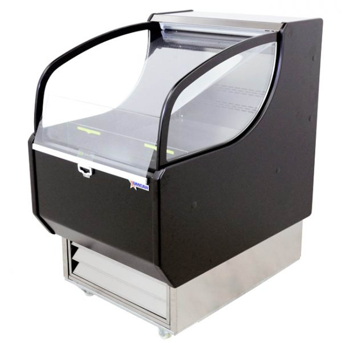 Omcan 44379 26" Self-Serve Refrigerated Display Case in Black, Deck Only, Open Curved, 6.6 cu. ft.