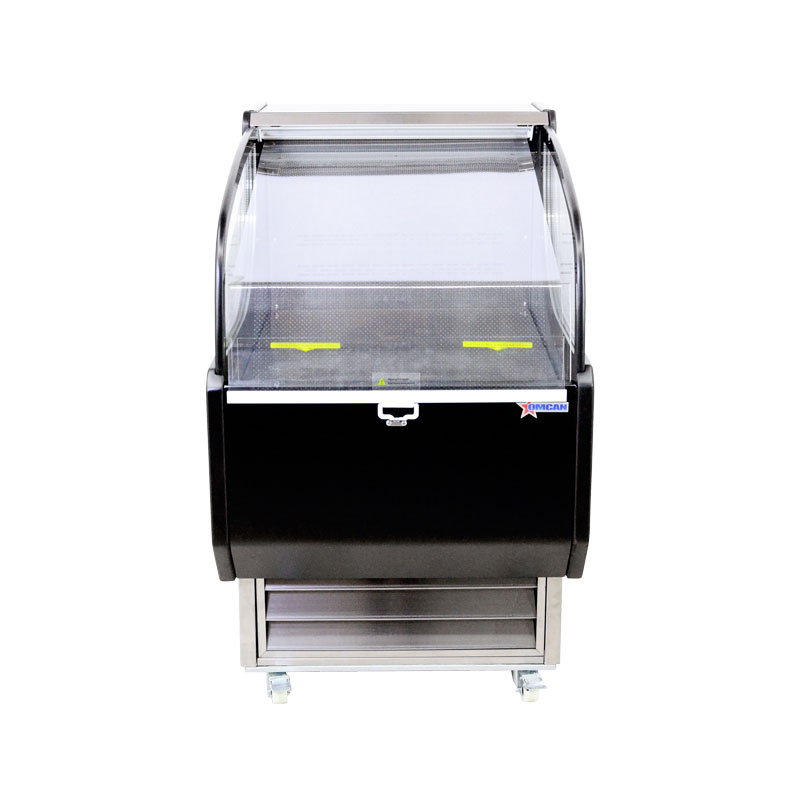 Omcan 44379 26" Self-Serve Refrigerated Display Case in Black, Deck Only, Open Curved, 6.6 cu. ft.