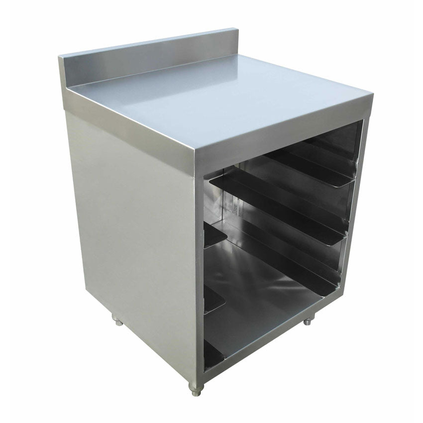 Omcan 44595 24" Underbar Glass Rack Storage Unit w/ Flatboard Top, Open Front Base | stainless steel