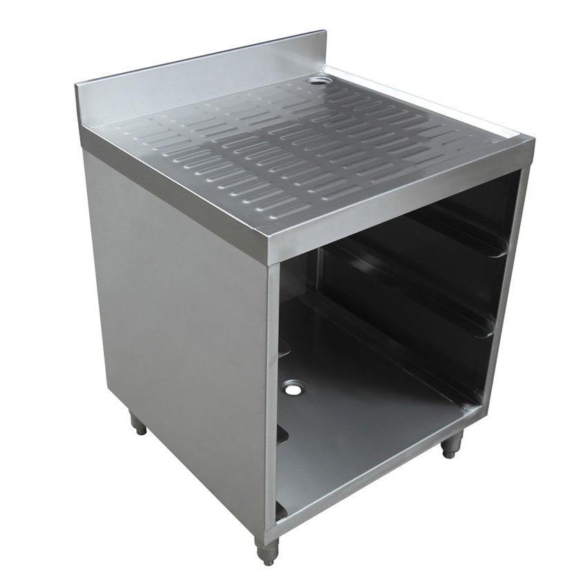 Omcan 44596 24" Underbar Glass Rack Storage Unit w/ Drainboard Top, Open Front Base | stainless steel