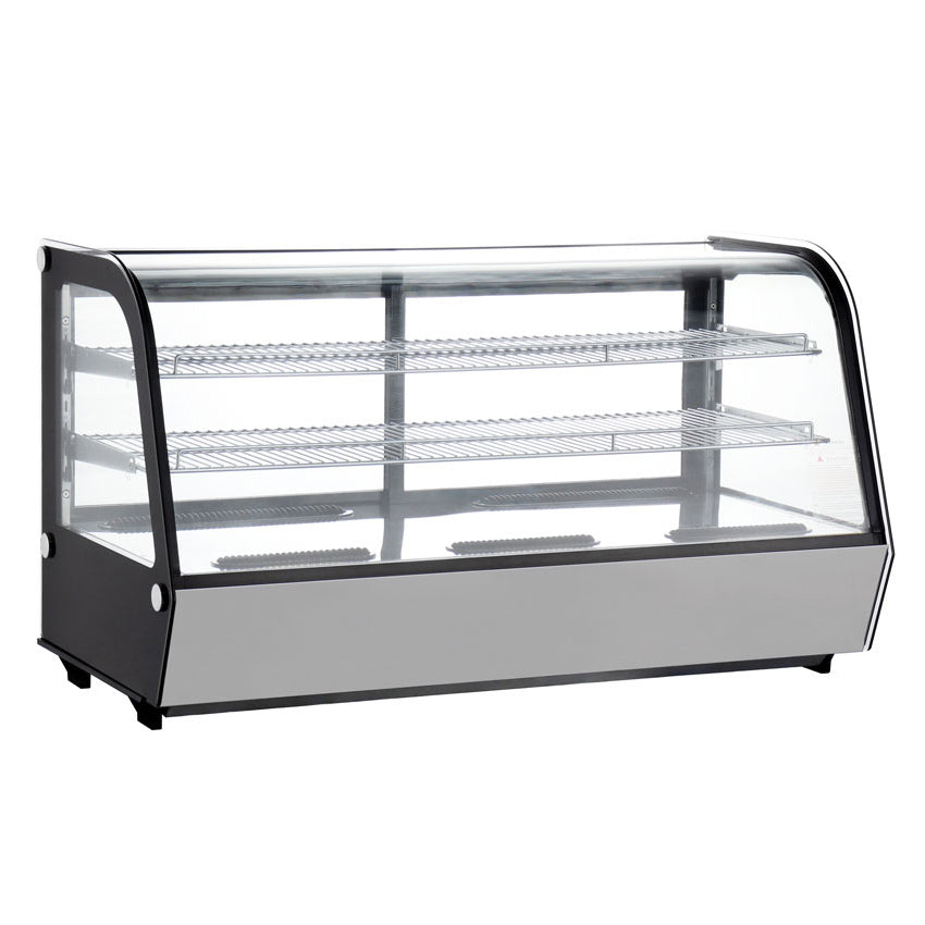Omcan 44631 48" Full Service Countertop Refrigerated Display Case with Sliding Glass Door, 2 Shelves - 7.13 cu. ft. / 340 w