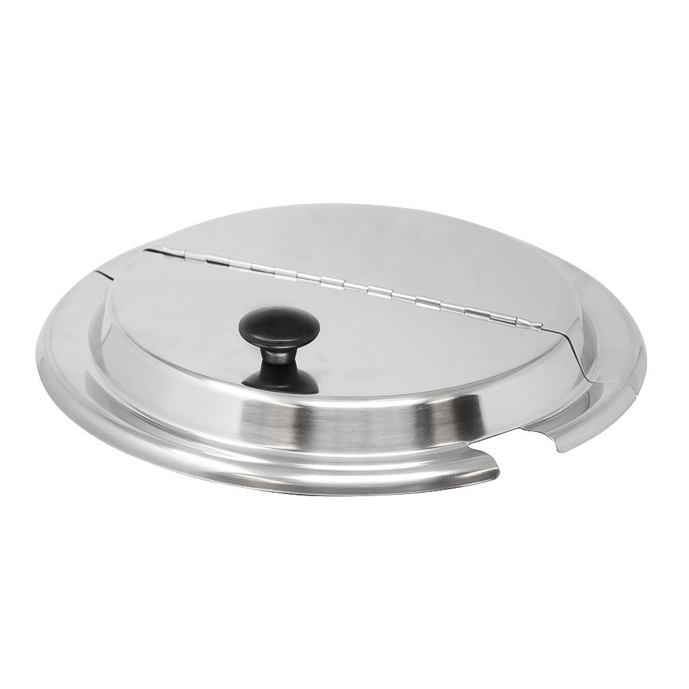 Omcan 44677 Steam Table Inset Cover, 11-Qt Notched/Slotted Stainless Steel, Hinged Design
