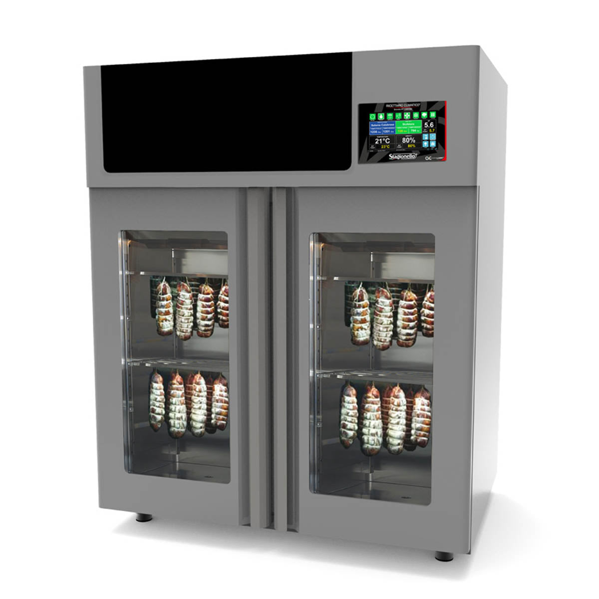 Omcan 44954 Stagionello Evo Meat Curing Cabinet, 43-1/3" W, 132 lb Capacity, Steel, Door, 2600W, Climatouch